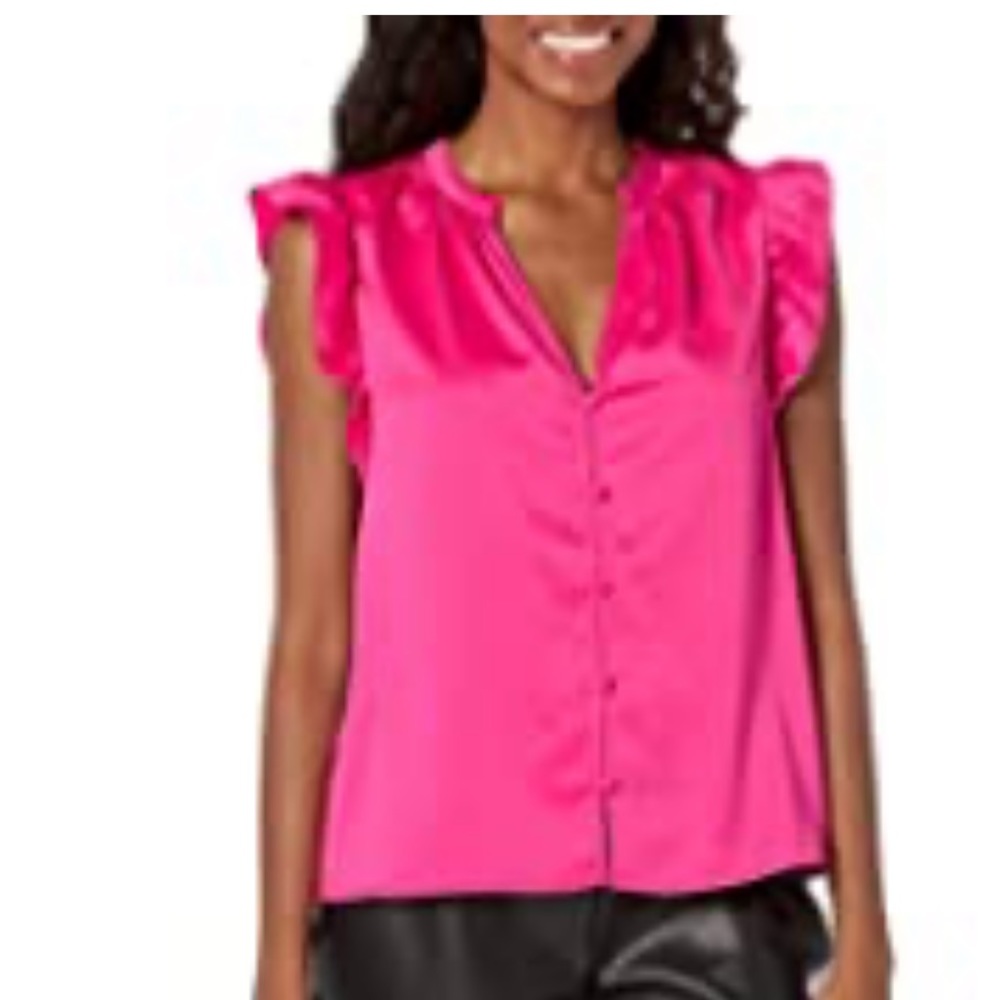 Steve Madden hot pink Annie top blouse in a day glo satin NWOT